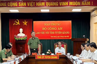 Đại tướng Tô Lâm, Ủy viên Bộ Chính trị, Bộ trưởng Công an phát biểu tại buổi làm việc.