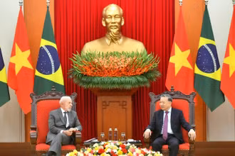 Tổng Bí thư Tô Lâm tiếp Tổng thống Cộng hòa Liên bang Brazil Luiz Inácio Lula da Silva. (Ảnh: ĐĂNG KHOA) 