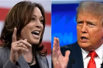 Phó Tổng thống Mỹ Kamala Harris (trái) và cựu Tổng thống Donald Trump. (Ảnh: AP/TTXVN)