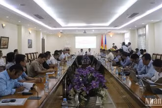Hội nghị gặp gỡ doanh nghiệp Việt Nam tại Campuchia năm 2023. (Ảnh: Nguyễn Hiệp)