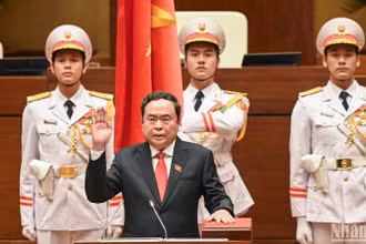Chủ tịch Quốc hội Trần Thanh Mẫn tuyên thệ nhậm chức. Ảnh: LINH KHOA.