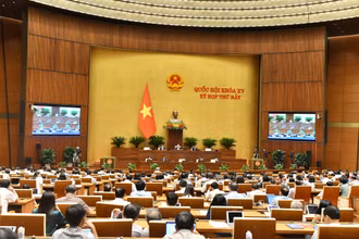 Quang cảnh phiên thảo luận tại Hội trường Diên Hồng, Nhà Quốc hội.