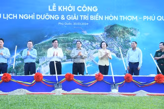 Thủ tướng Phạm Minh Chính dự lễ khởi công Tổ hợp du lịch nghỉ dưỡng và giải trí biển Hòn Thơm - Phú Quốc.