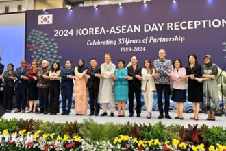 Đại diện Phái đoàn thường trực các nước tại ASEAN. (Ảnh: Đào Trang/TTXVN)