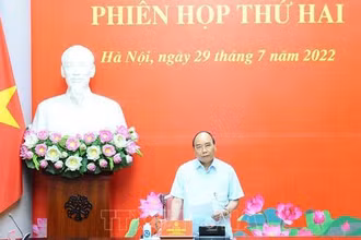 Chủ tịch nước Nguyễn Xuân Phúc phát biểu chỉ đạo tại phiên họp. (Ảnh: TTXVN)