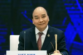 Chủ tịch nước Nguyễn Xuân Phúc khẳng định Việt Nam ủng hộ hệ thống thương mại đa phương dựa trên nguyên tắc và luật lệ, với WTO là trung tâm. (Ảnh: TTXVN) 
