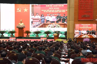 Sáng 25/7, tại Hà Nội, Quân ủy Trung ương, Bộ Quốc phòng tổ chức Hội nghị Quân chính toàn quân 6 tháng đầu năm 2022. (Ảnh: TRẦN HẢI) 