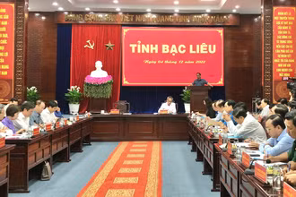 Thủ tướng phát biểu chỉ đạo tại buổi làm việc tại Trụ sở Tỉnh ủy Bạc Liêu, chiều 4/12. (Ảnh: TRỌNG DUY)