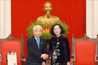 Đồng chí Trương Thị Mai tiếp Chủ tịch Thượng viện Nhật Bản Otsuji Hidehisa (Ảnh: TTXVN)