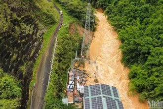 Sạt lở Trạm biến áp 110KV Nhà máy thủy điện Đắk Nông 2 trên suối Đắk Nông do bị xói lỡ 