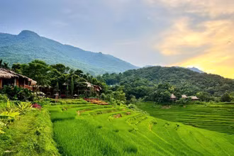 Những ngày chớm thu tháng 8, màu lúa xanh tươi ngập tràn khắp các thung lũng và triền đồi ở khu bảo tồn thiên nhiên Pù Luông.