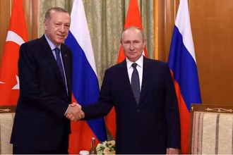 Tổng thống Thổ Nhĩ Kỳ Recep Tayyip Erdogan và người đồng cấp Nga Vladimir Putin. (Nguồn: AFP/Getty Images) 
