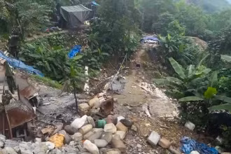 Khu vực khai thác vàng trái phép ở xã Tam Lãnh (huyện Phú Ninh, tỉnh Quảng Nam).