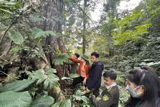 Tổ tuần rừng Thẳm Mu, xã Văn Lang, huyện Na Rì, Bắc Kạn, cùng kiểm lâm tuần tra bảo vệ rừng. (Ảnh: Tuấn Sơn)
