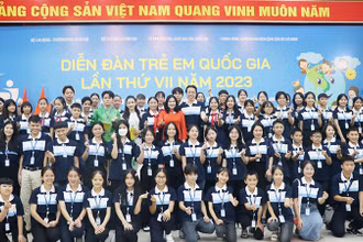 Các em thiếu nhi dự Diễn đàn trẻ em quốc gia lần thứ bảy năm 2023. (Ảnh: Molisa)
