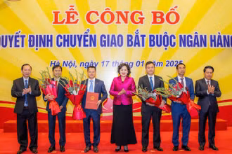 Lễ công bố quyết định chuyển giao bắt buộc ngân hàng.