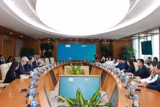Các đại diện lãnh đạo BIDV làm việc với AFD.