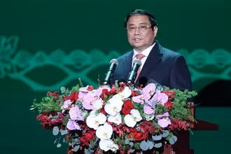 Thủ tướng Phạm Minh Chính phát biểu ý kiến tại buổi lễ. 