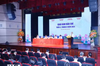 Hội nghị giao ban báo chí. (Ảnh: TTXVN)