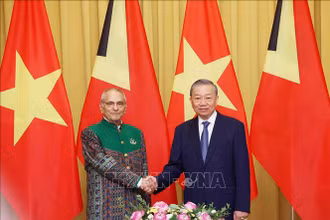 Chủ tịch nước Tô Lâm và Tổng thống Timor-Leste Jose Ramos-Horta, ngày 1/8/2024. (Ảnh: Lâm Khánh/TTXVN)