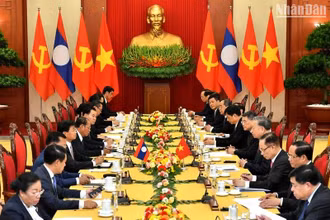 Tổng Bí thư, Chủ tịch nước Tô Lâm hội đàm với Tổng Bí thư, Chủ tịch nước Lào Thongloun Sisoulith, ngày 10/9/2024, tại Hà Nội. (Ảnh: ĐĂNG KHOA) 
