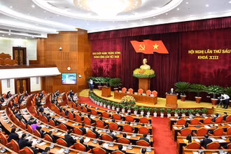Quang cảnh Hội nghị Trung ương 6, khóa XIII. (Ảnh ĐĂNG KHOA)