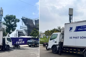 Xe phát sóng lưu động của VNPT đã có mặt tại các điểm tổ chức sự kiện để tăng cường chất lượng dịch vụ, phục vụ khách hàng