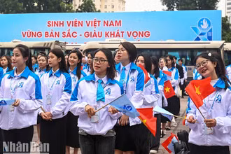 Đại biểu dự Đại hội đại biểu toàn quốc Hội Sinh viên Việt Nam lần thứ XI, nhiệm kỳ 2023-2028. (Ảnh DUY LINH)