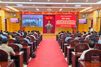 Quang cảnh buổi học tập tại điểm cầu Tỉnh ủy Thanh Hóa.