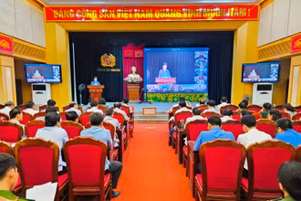 Quang cảnh Hội nghị tại điểm cầu Công an tỉnh Thanh Hóa.