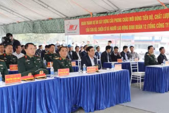 Các đại biểu tham dự khởi công cầu Phong Châu mới.