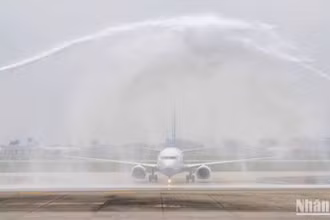 Cảng hàng không quốc tế Nội Bài chào đón khai trương đường bay Hà Nội-Phúc Châu.