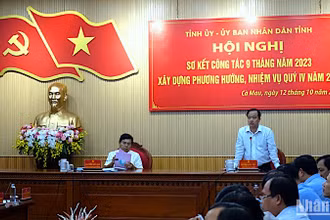 Hội nghị kiểm điểm chỉ đạo, điều hành của Tỉnh ủy và Ủy ban nhân dân tỉnh Cà Mau vào sáng 12/10.