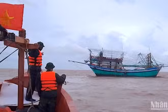 Đồn Biên phòng Đất Mũi thuộc Bộ đội Biên phòng Cà Mau cứu nạn thành công 9 thuyền viên và tàu cá bị mắc cạn trên biển (tháng 6/2024).
