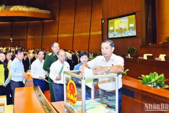 Ảnh minh họa: Các đại biểu Quốc hội bỏ phiếu tín nhiệm các chức danh do Quốc hội bầu hoặc phê chuẩn tại Kỳ họp thứ 6, Quốc hội khóa XIV, năm 2018. (Ảnh: Duy Linh) 