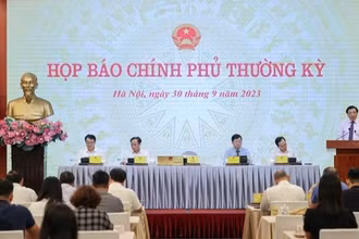Họp báo Chính phủ thường kỳ tháng 9. (Ảnh: Nhật Bắc)