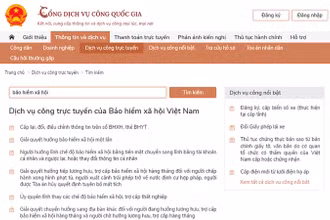 Một số dịch vụ công liên thông về bảo hiểm xã hội trên Cổng Dịch vụ công quốc gia.
