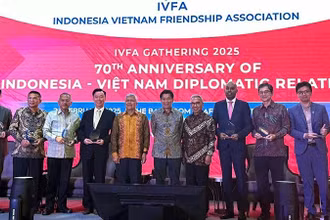 Lễ kỷ niệm 70 năm thiết lập quan hệ ngoại giao giữa Việt Nam và Indonesia tại Thủ đô Jakarta. (Ảnh BỘ NGOẠI GIAO)