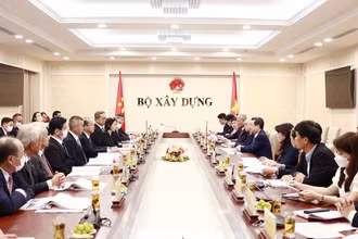 Toàn cảnh buổi làm việc. (Ảnh: Bộ Xây dựng)