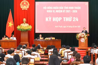 Quang cảnh Kỳ họp thứ 24 Hội đồng nhân dân tỉnh Ninh Thuận khóa 11. (Ảnh: NGUYỄN TRUNG)