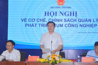 Thứ trưởng Công thương Nguyễn Sinh Nhật Tân phát biểu ý kiến tại hội nghị.