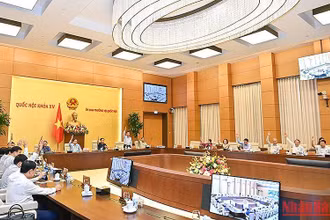 Ủy ban Thường vụ Quốc hội biểu quyết thông qua Nghị quyết về phân loại đô thị và đơn vị hành chính. (Ảnh: Duy Linh)