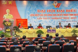 Các đại biểu dự Đại hội Liên hiệp Các hội khoa học và kỹ thuật tỉnh Hải Dương.