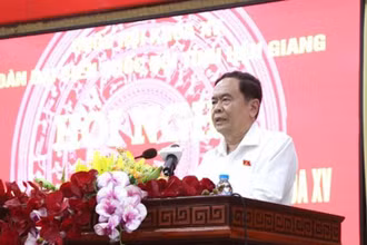 Phó Chủ tịch Thường trực Quốc hội phát biểu tại buổi tiếp xúc.