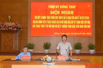Bí thư Tỉnh ủy Đồng Tháp Lê Quốc Phong phát biểu kết luận hội nghị.