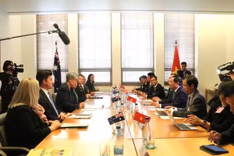 Hai bộ trưởng đồng chủ trì Hội nghị Bộ trưởng Ngoại giao Việt Nam-Australia lần thứ 4. (Ảnh: baochinhphu.vn)