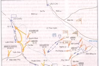 Sơ đồ Chiến dịch Tây Bắc năm 1952. Ảnh do Viện Lịch sử Quân sự cung cấp (Báo QĐND)