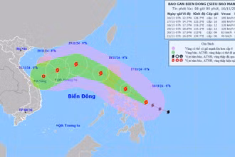 Vị trí và hướng di chuyển của bão Man-yi. (Nguồn: nchmf.gov.vn)