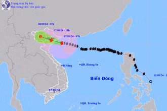 Vị trí và hướng di chuyển của bão số 3. (Nguồn: nchmf.gov.vn)