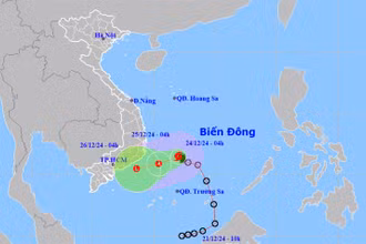 Vị trí và hướng di chuyển của bão số 10. (Nguồn: nchmf.gov.vn)